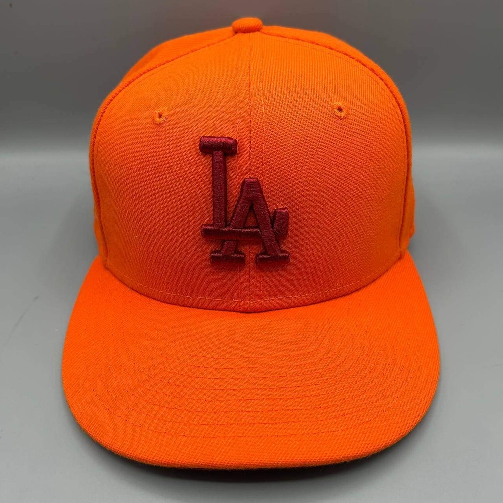 Los Angeles LA Dodgers MLB Hat Men 7 Orange 59Fifty New Era Fitted Cap